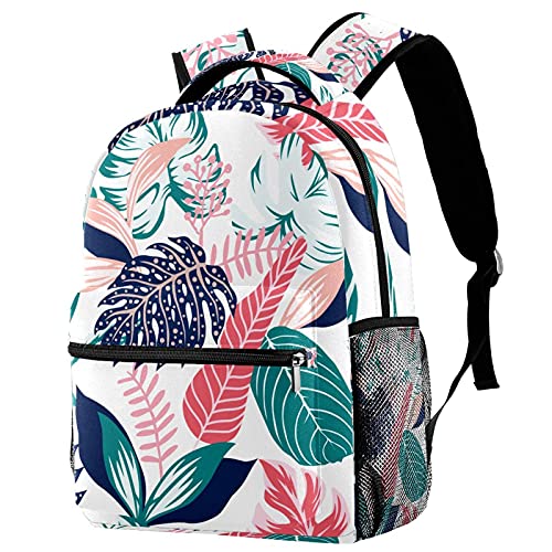Sac à dos de voyage campus à motif tropical pour filles et garçons avec porte-bouteille