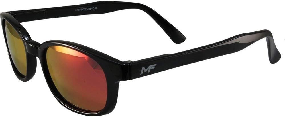 MotoFrames MF Lockdown Motorcycle Riding Sunglasses Black Frames RED G-Tech Reflective Lens with Pouch KD
