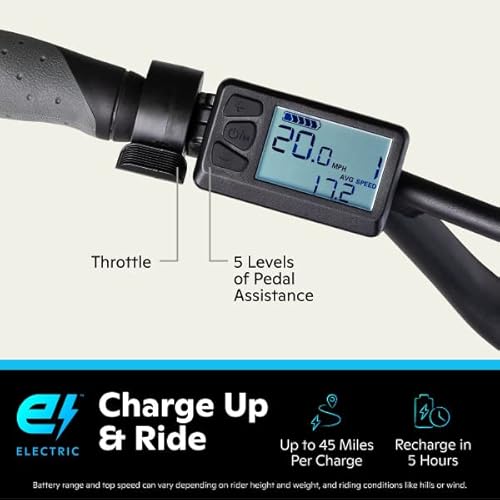 Schwinn Coston Dx Adult Electric Hybrid Bike, Large/X-Large Step-Thru Frame, 7-Speed, 27.5 Inch Wheels, 20-Inch Aluminum Frame, Gloss White #TOP2