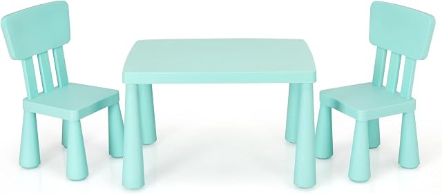Maxmass Kids Activity Play Table & Chair Set, Children Multifunction Study Table with 2 Chairs, Kids Furniture Set for Drawing, Arts & Crafts and Snack Time (Green)