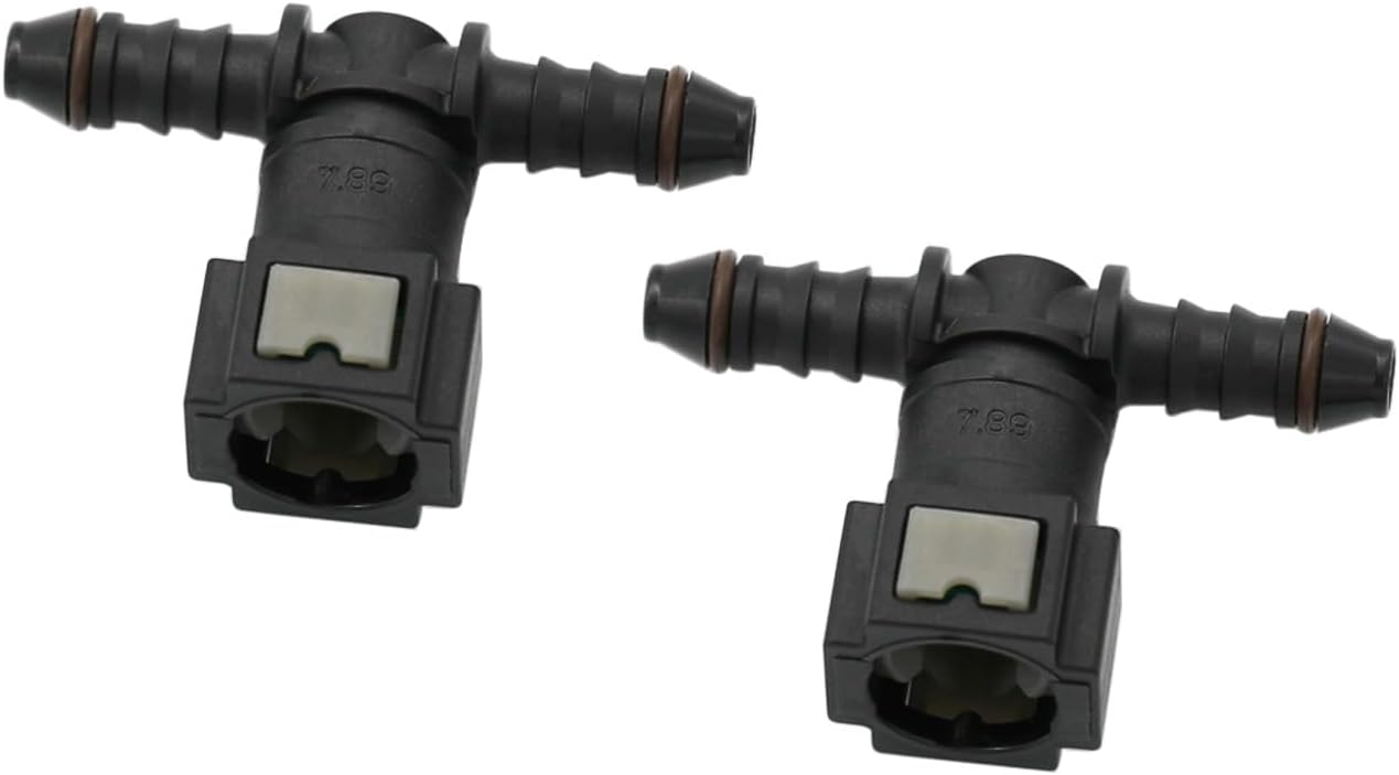 5/16 (7.9mm) SAE to 1/4(6.3mm) ID 5/16(8mm) OD Nylon Tubing Fuel Line Quick Release Tee Connector, 2 PCS