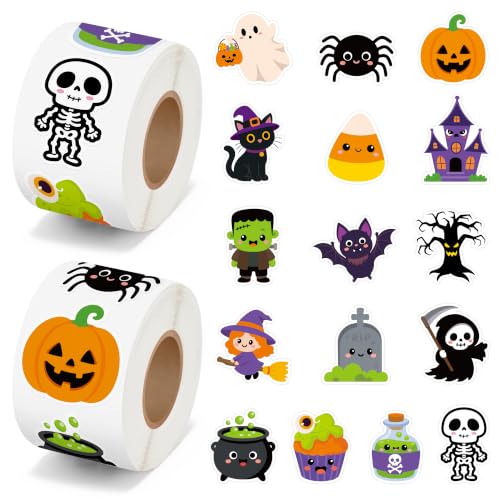 BeYumi Halloween Cute Sticker Roll - 1000Pcs Spooky Boo Skull Stickers Kids - image 1