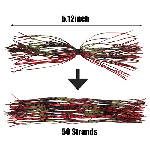 OROOTL Silicone Jig Skirts DIY Rubber Skirt Fishing Bass Jig Lures 50 Strands Fishing Lure Skirt Replacement for Spinnerbaits Bass Buzzbaits Fishing Jigs Trailers Fishing Bait Fly Tying Accessories