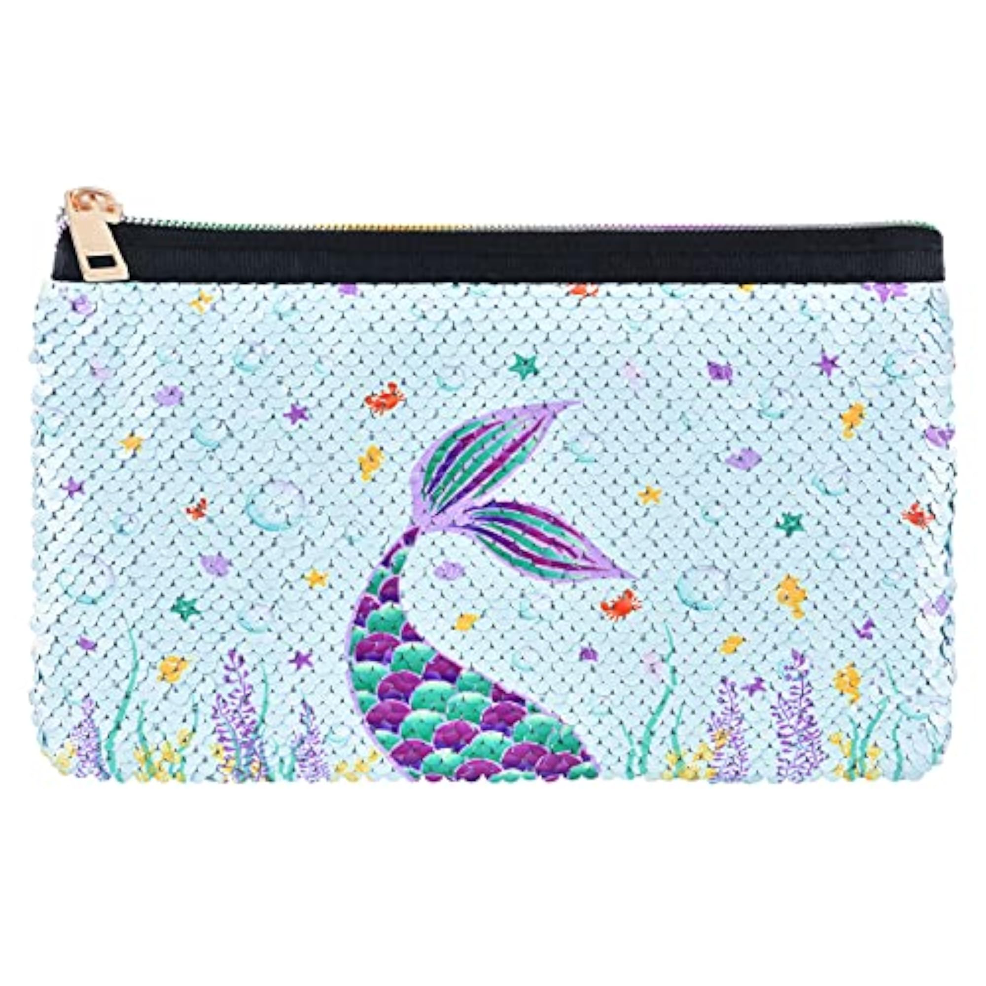 Mermaid Cosmetic Bag, Glitter Sequin Makeup Organizer