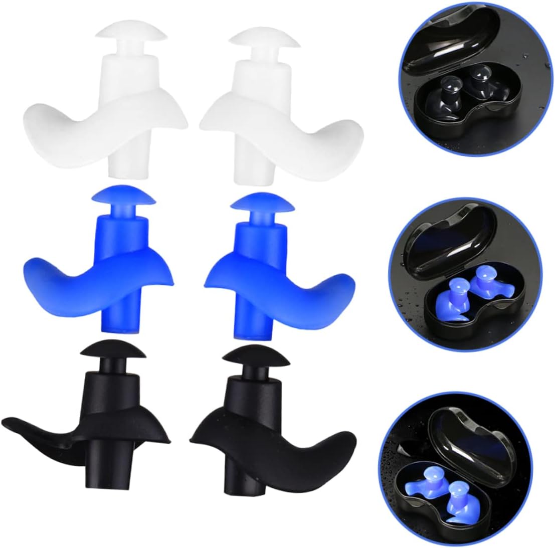 NOLITOY 3pairs Silicone Earplugs for Swimming Surfing and Diving Fit for Adults and Boys and Girls Reusable Lightweight Design