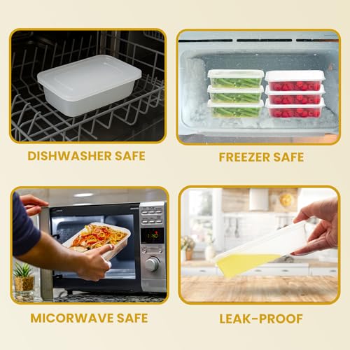 Image of Superior Takeaway Containers with Lids - 20 Pcs Durable 500ml Crack-Resistant Rectangular Food Containers with Lids -Microwave Safe Leak-Proof Takeaway Containers- Perfect for Meal Prep & Food Storage