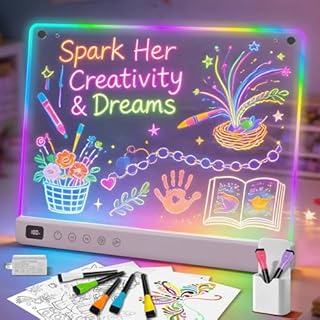 Lumiboard Led Drawing Board with 13 Light Effects, 13.7"x10" Rechargeable Glow Doodle LED Note Board with Colors, Neon Light Up Drawing Tablet Gifts for Kids for Christmas Birthday Gifts Presents