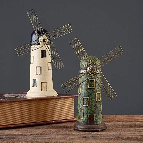 Zuqiee Crafts Statue Sculpture Figurine Statuette,2 Pieces Of Vintage Resin Dutch Windmill Statue Creative Piggy Bank Desktop Crafts Home Decoration Accessories Ornaments Children's Gifts #TOP1