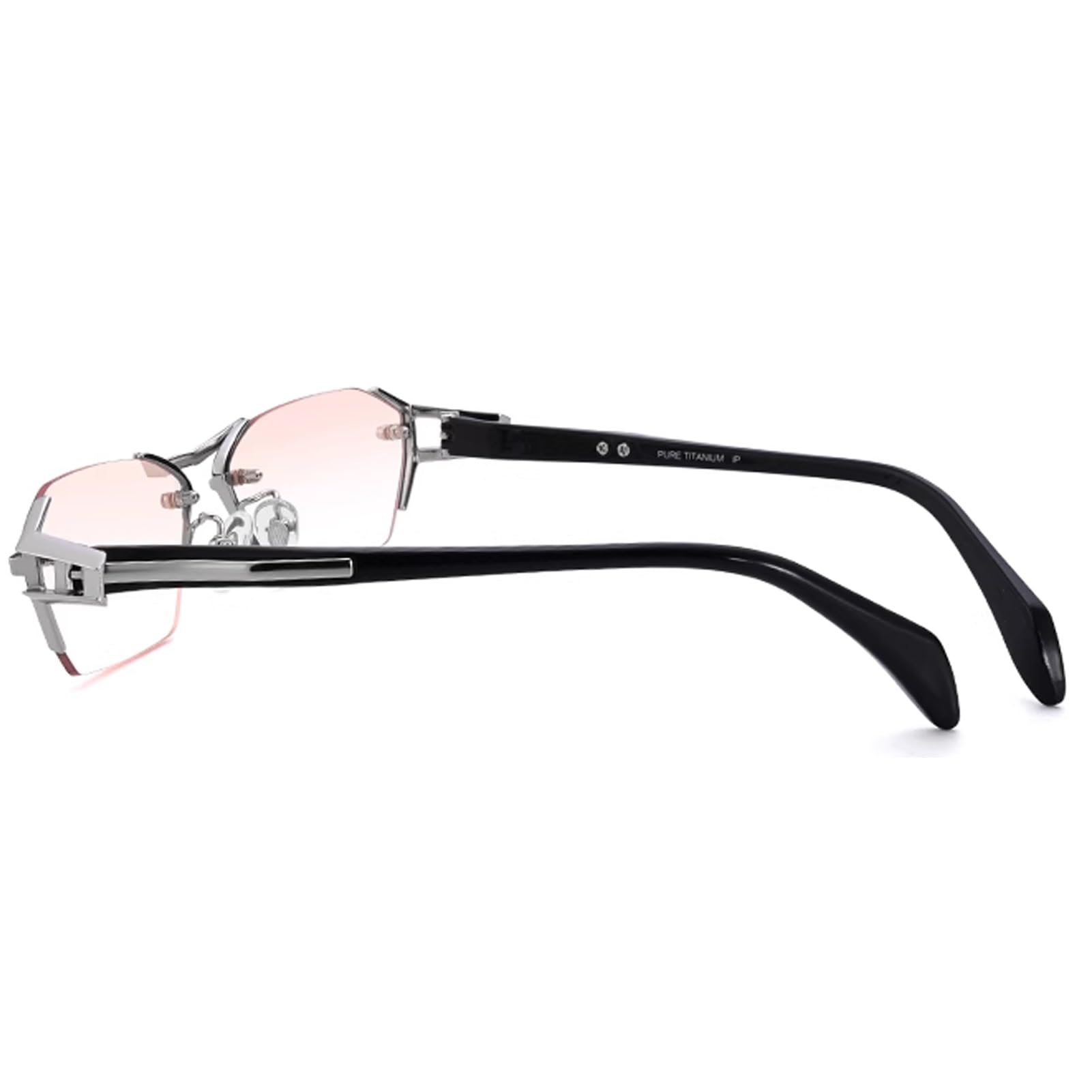 Biznesowe tytanowe okulary do czytania bez oprawek dla mężczyzn, modne, diamentowe cięcie, okulary komputerowe blokujące niebieskie światło (Size : 1.5 x)