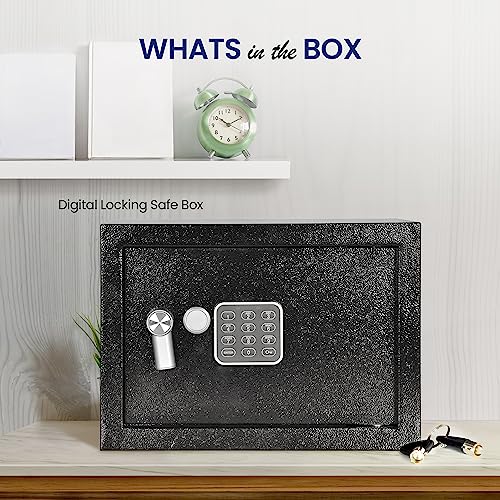 SereneLife Electronic Safe Box | Heavy Duty 12.2’’ x 7.8’’ Lockbox | Digital Keypad Code & 2 Key access | Small Money Safe for Home & Office | Secure Cash, Jewelry, Valuables | Wall & Floor Mountable by SereneLife - Used condition - Image 2