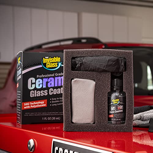 Image of Invisible Glass 95151 Ceramic Glass Coating Kit - Long-Lasting, Rain Repellent & Hydrophobic Protection for Automotive Glass Windshields - Scratch & Weather Resistant - Quick, Easy Application - 30 mL