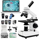 Upgraded 40X-1000X Professional Optical Composite Microscope with Abe Spotlight and Cursor Caliper,Coaxial Bi-Focus, WF10 and WF25X Eyepieces for Education, Student Experiment, Gift