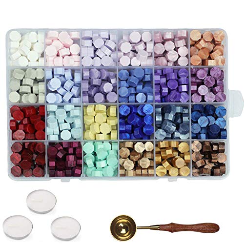 Cachets de cire colorés lot de 600 pièces avec bougies et cuillère pour invitations