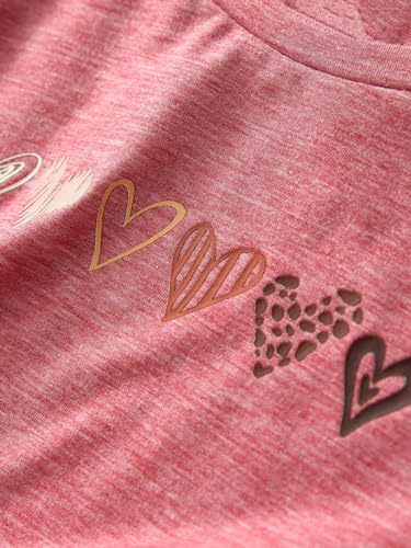OYOANGLE Girl's Heart Print Short Sleeve Round Neck T-Shirt Funny Graphic Tees Cute Top4