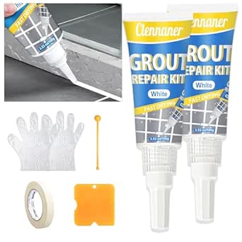 Tile Grout Repair Kit, 2 Pack Tile Grout Filler Tubes, Grout Cleaner for Tile Floors Sink ...