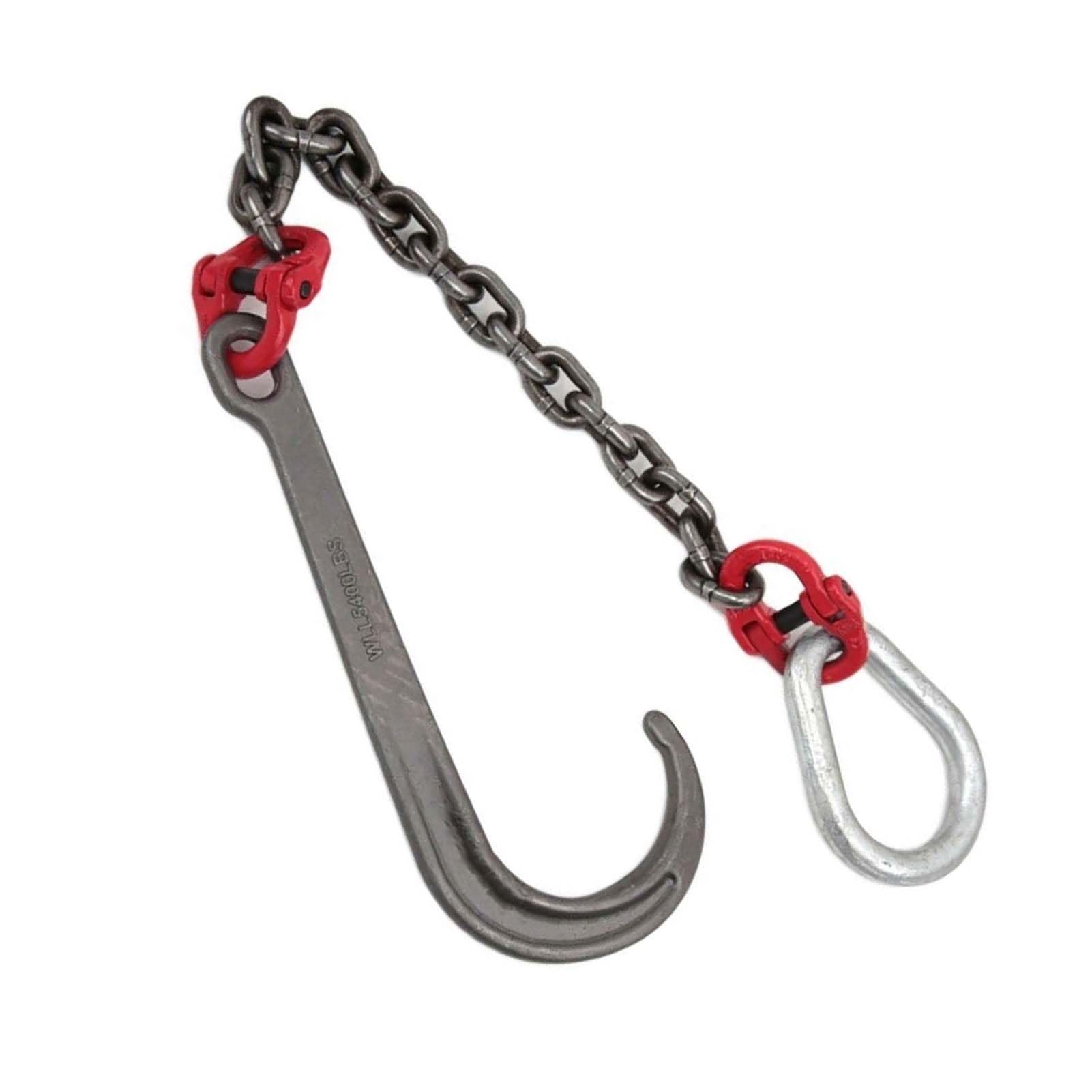 GUODDM Obstacle car 5T Long Shank J Hook - J Type Hanging Chain Hook, Transport Tow Chain Galvanized Safety Hook For Car Wrecker Recovery Breakdown car(Single chain+single hook)