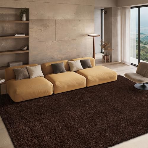 SAFAVIEH Area Rug 8x10 - California Shag Collection - Large - Brown, Non-Shedding & Easy to Clean, Ultra Plush Thick Pile, Ideal for Living Room, Bedroom, Dining Space (SG151-2727)