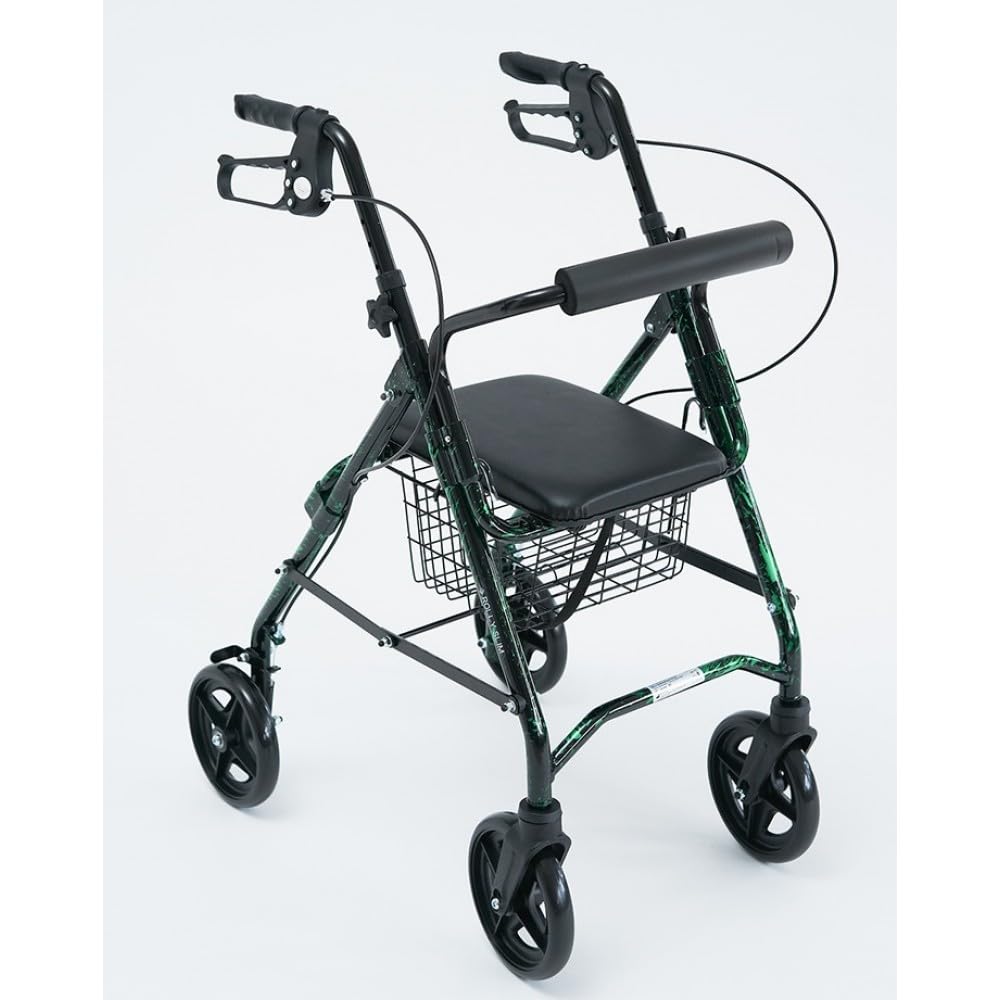 Rollator ROLLY SLIM WIMED Art. 15605600 per ambienti ridotti e passaggi stretti Larghezza totale 50 Cm. Colore Nero/Verde, Portata max 136 kg