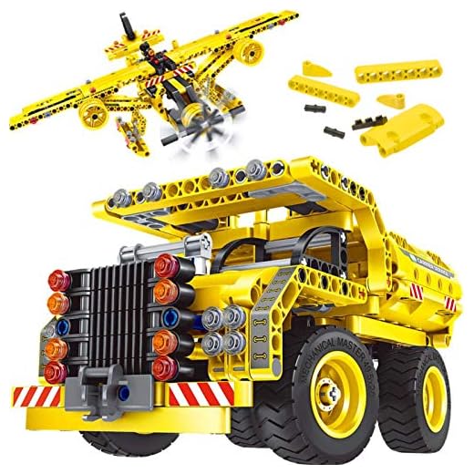 Gili STEM Building Toy for Boys 8-12 - Dump Truck or Airplane 2 in 1 Construction Engineering Kit (361pcs) Best Gift for Kids Age 6 7 8 9 10 11 12+ Years Old