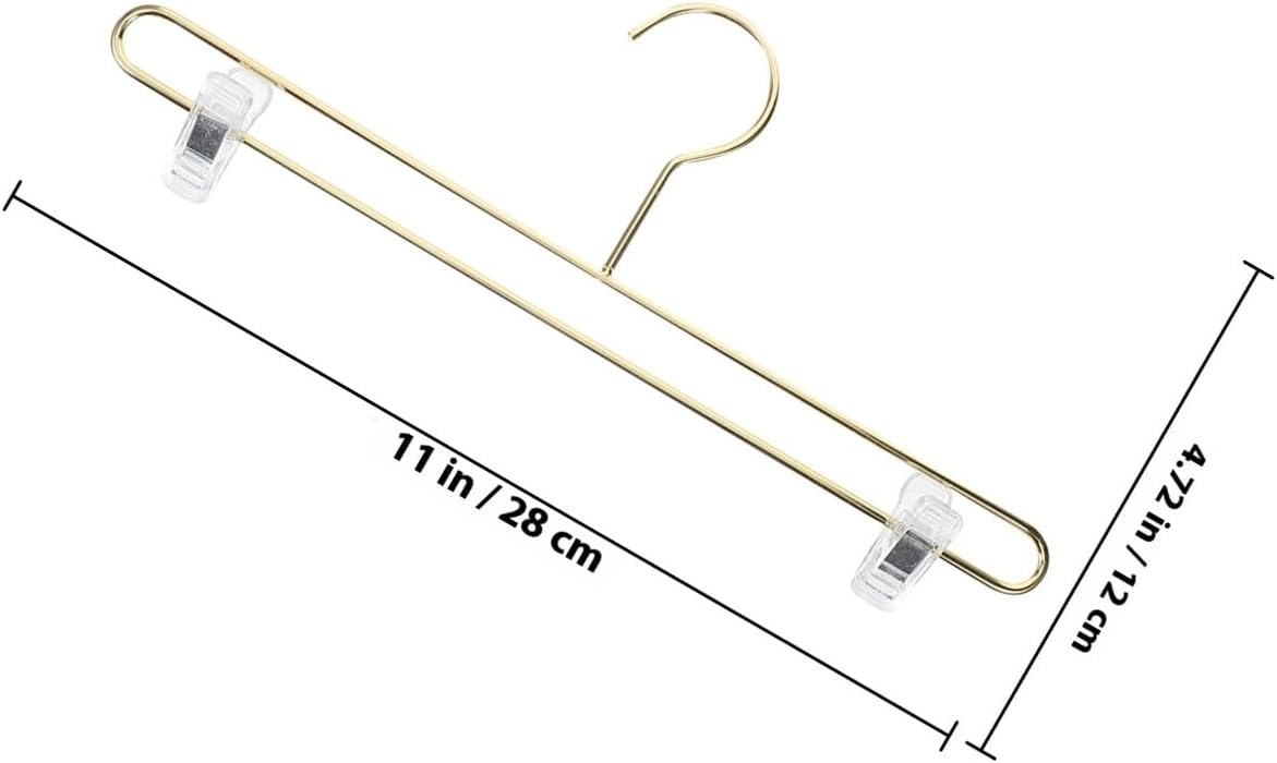 Luxshiny 5pcs Metal Adjustable Pants Hangers Clips, Non-Slip Gold Heavy Duty Clothes Hangers for Underwear, Jeans, Pants, Space Saving Closet Organizer