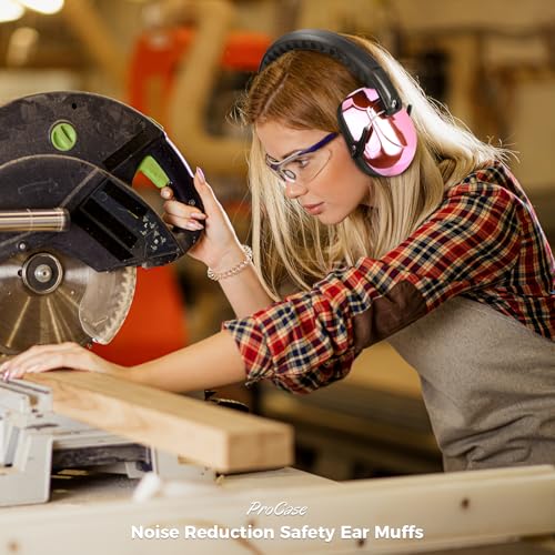 Image of ProCase NRR 28dB Noise Reduction Ear Muffs, Foldable Adjustable Passive Noise Cancelling Headphones for Adults Kids Autism, Hearing Protection for Shooting, Construction, Mowing -Metalic Pink
