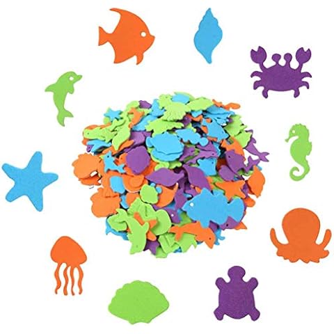 600 Pcs Alphabet Sea Animal Shapes Foam Stickers, Uspacific Self-Adhesive Marine life Stickers for Kids Toy,Party Favor or Decoration Cover