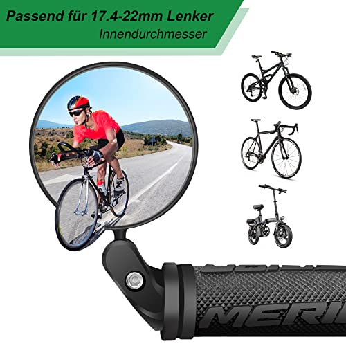 Fahrradspiegel 2 Stück, HD 360° Drehbar & Klappbar Fahrrad Rückspiegel,Universal für Lenker 17.4-22 mm,Weitwinkel Fahrradrückspielgel für Fahrrad,Mountainbike,Rennräder