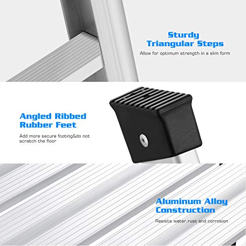Adjustable Work Platform with 330 lb Duty Rating, Portable Folding Aluminum Step Ladder, Ideal for Washing Vehicles, Cleaning Windows, Decorating, etc.