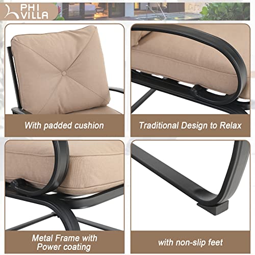 PHI VILLA 7 Piece Patio Spring Dining Set Clearance for All Weather, 1 Metal 59"x35.4" Dining Table with 1.9" Umbrella Hole & 6 Cushioned Dining Chairs, Outdoor Patio Furniture for Garden Porch, Red - Image 3