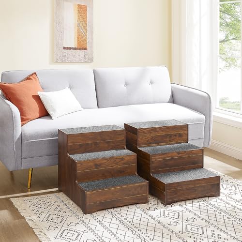 beeNbkks Furniture Style Dog Stairs, Pet Steps for Small Dogs and Cats, Wooden Non-Slip Pet Ladder for Elderly Injured Pets Short Legged Puppy to Reach Couch Sofa High Bed Windowsill - Image 5