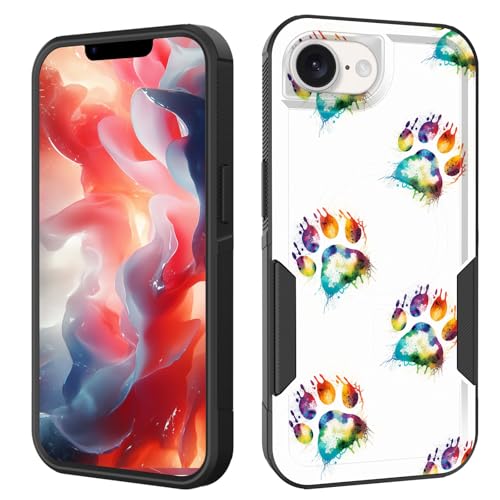 ZQLPLZR Magnetic for iPhone 16e Case,[Compatible with MagSafe] [Military Grade Drop Protection] Heavy Duty Shockproof Phone Case for iPhone 16e 6.1" 2025,Beautiful Paw Print