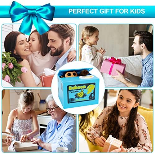 Queiting Stealing Coin Money Box for Kids Adults Electronic Monkey Piggy Bank Money Bank with Upgraded Clear English Voice for Cute Funny Birthday Gift for Children (Monkey)