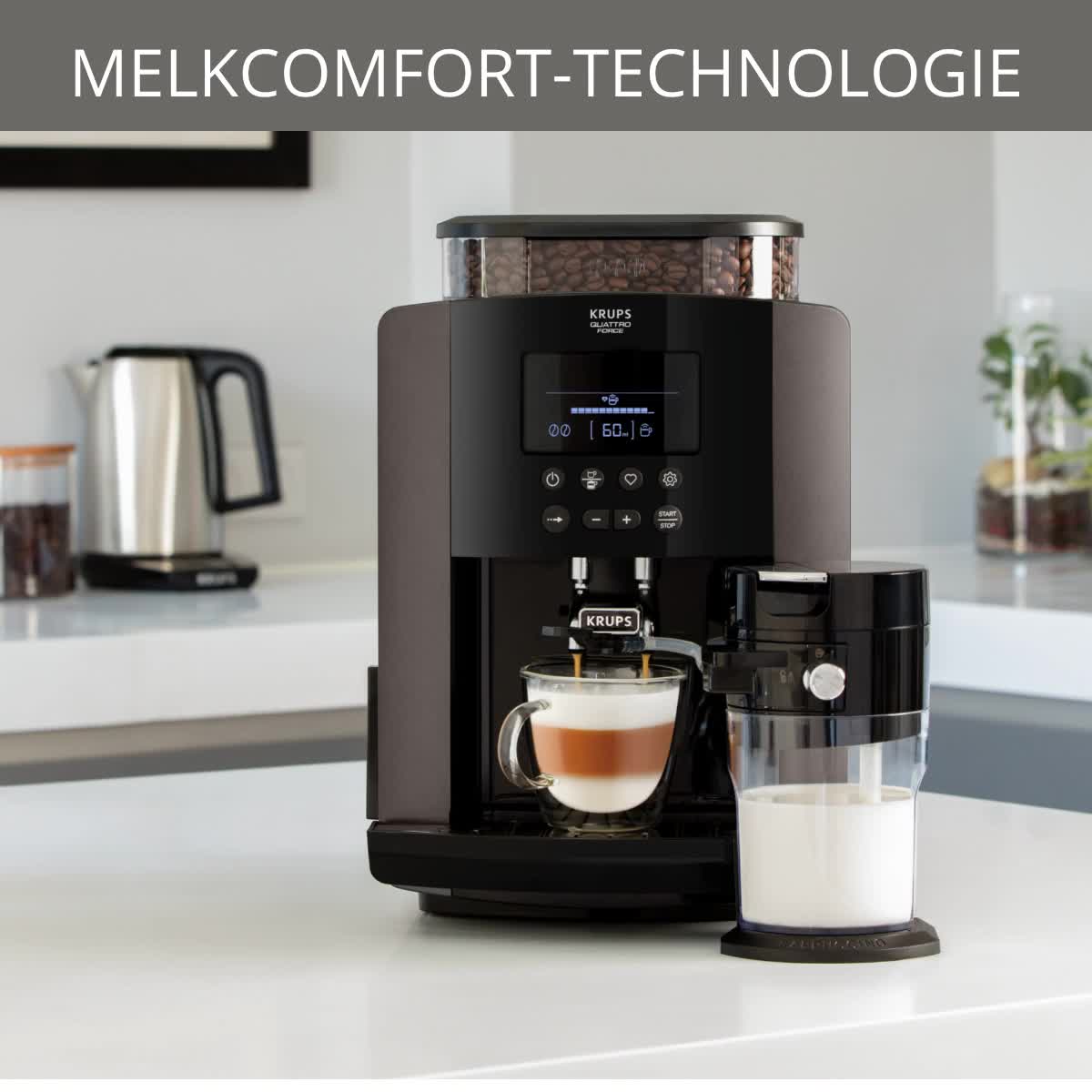 Krups Arabica Latte EA819E Volautomatische koffiemachine, Groot LCD-scherm,  Gebruiksvriendelijke bediening, Korte opwarmtijd, incl. melkreservoir :  Amazon.nl: Wonen \u0026 keuken