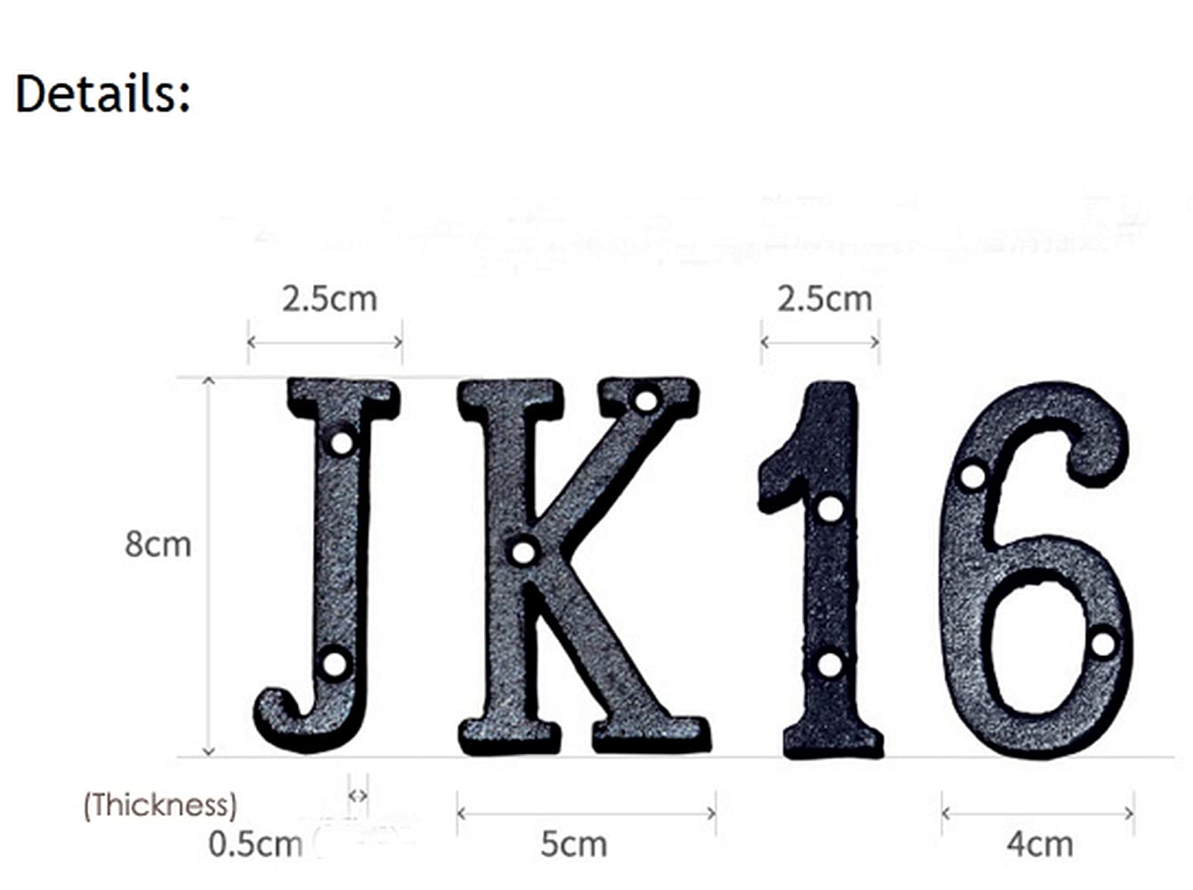 ausuky 1x Placa de Hierro Forjado Negro Envejecido para Puerta de Casa y Garaje, Letras Alfabeto y Números (E)