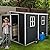 GFDGFD 8×4 ft Outdoor Resin Garden Shed with Floor, Two Windows & Lockable Door – Durable Plastic Patio Storage for Tools, Bikes, Trash Bins – Black