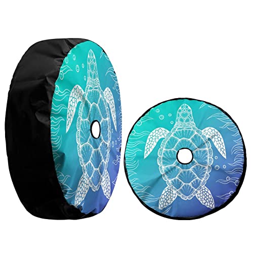 Image of Delerain Spare Tire Cover with Backup Camera Hole Sea Turtle Wheel Covers Waterproof Dust-Proof UV Sun Universal Fit for RV Trailer RV SUV Truck (17 Inch for Diameter 31 inch-33 inch)