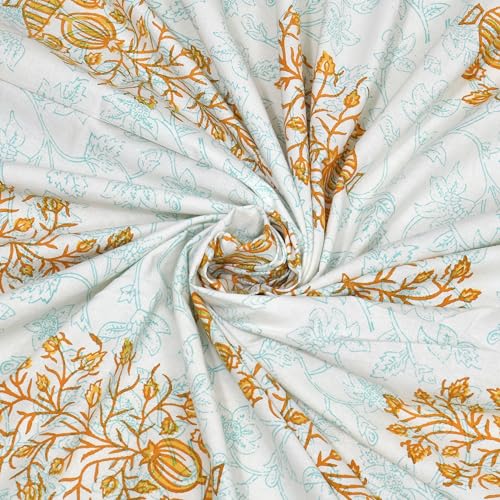 Image of BLOCKS OF INDIA Hand Block Printed 200 TC Cotton King Size Bedsheet (Brown Pot)