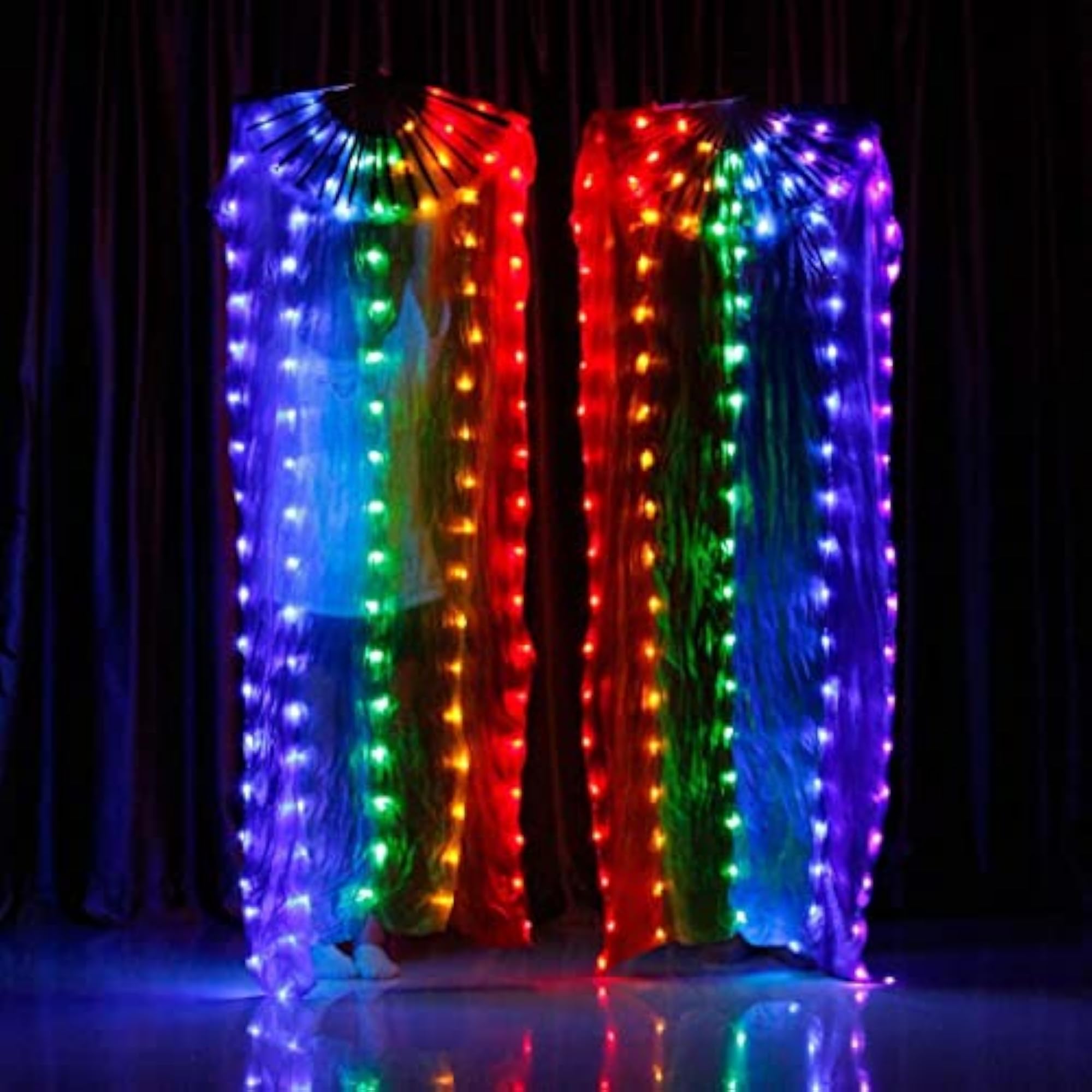Rainbow Dance Fans with LED Light