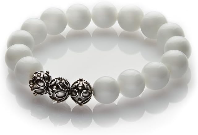 Sofia white agate silver plated shamballa bracelet