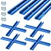 Zonon 4 Set 48'' T Track for Woodworking and T Track Intersection Kit with Predrilled Mounting Holes Wood Screw Double Cut Profile Universal T Rail Accessory Aluminum Woodworking Tool(Blue)