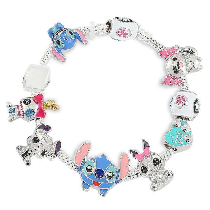 Ubephant Stitch Pulsera, Pulseras De Stitch, Stitch Cartoon Pulsera, Stitch Pulsera De Ajustable 19Cm DIY, para Fiestas De Regalo De Cumpleaños De Niñas Como Accesorios De Vestir