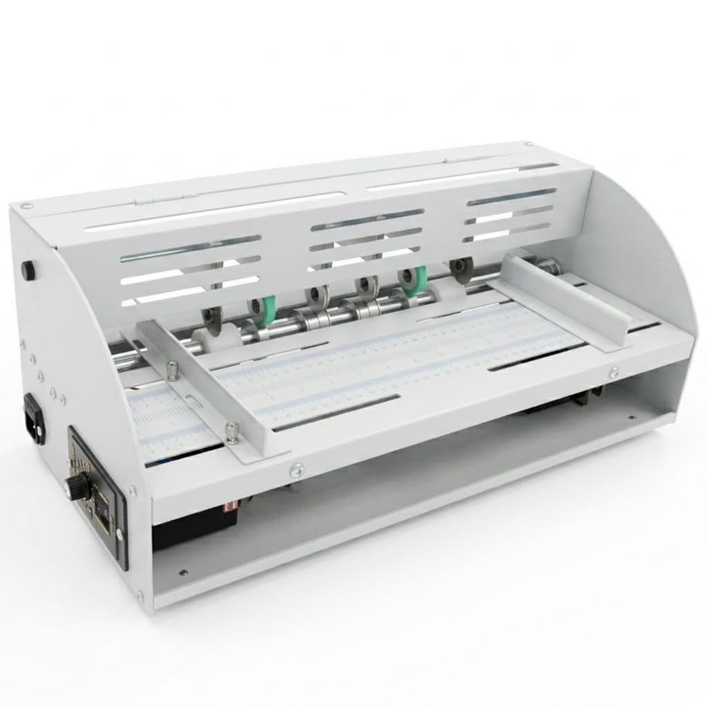 Electric Creasing Machine with Adjustable Speed 0-100r/min, Paper Creaser Perforator Cutter Folder for Cards Invitations Tickets 110V