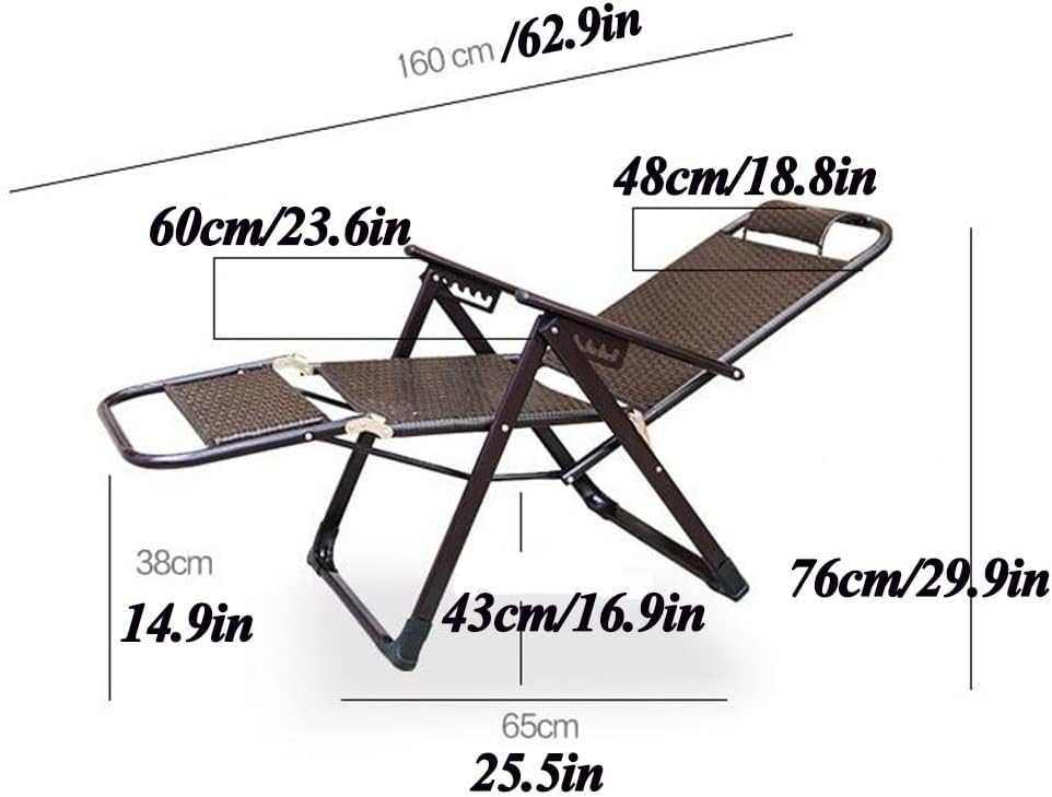 Rattan Chairs for Living Room, Patio Chairs with Foot Rest, Steel Frame Adjustable Zero Gravity Folding Reclining Lounge Chair with Headrest Sleeping Chairs for Pati,Style1