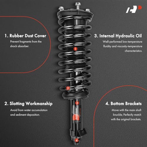 A-Premium Front Pair (2) Complete Strut & Coil Spring Assembly Compatible with Lexus LS460 2009-2017 V8 4.6L Driver and Passenger Side, AWD by A-Premium - Image 3