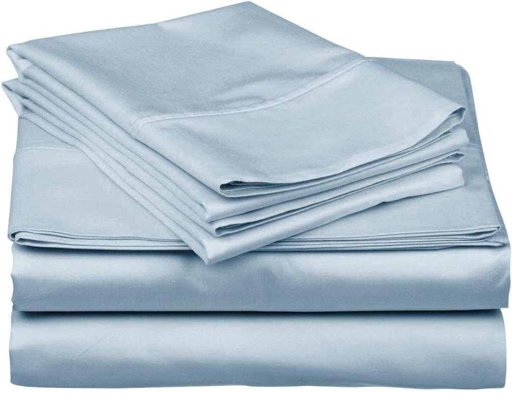 Eucalyptus Sheets RV King Size, 100% Tencel Cotton Sheet Set, Deep Pocket 4 Pcs RV King Bed Sheets | Lyocell Cool Sheets for Hot Sleepers - Luxuriously Cooling Super Soft Sateen_Light Blue - Thumbnail 2