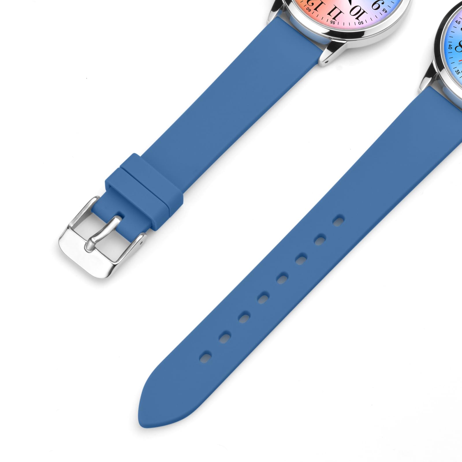 Letoff Orologio analogico classico, quadrante arcobaleno con numeri arabi, cinturino in silicone, resistente all'acqua fino a 30 m