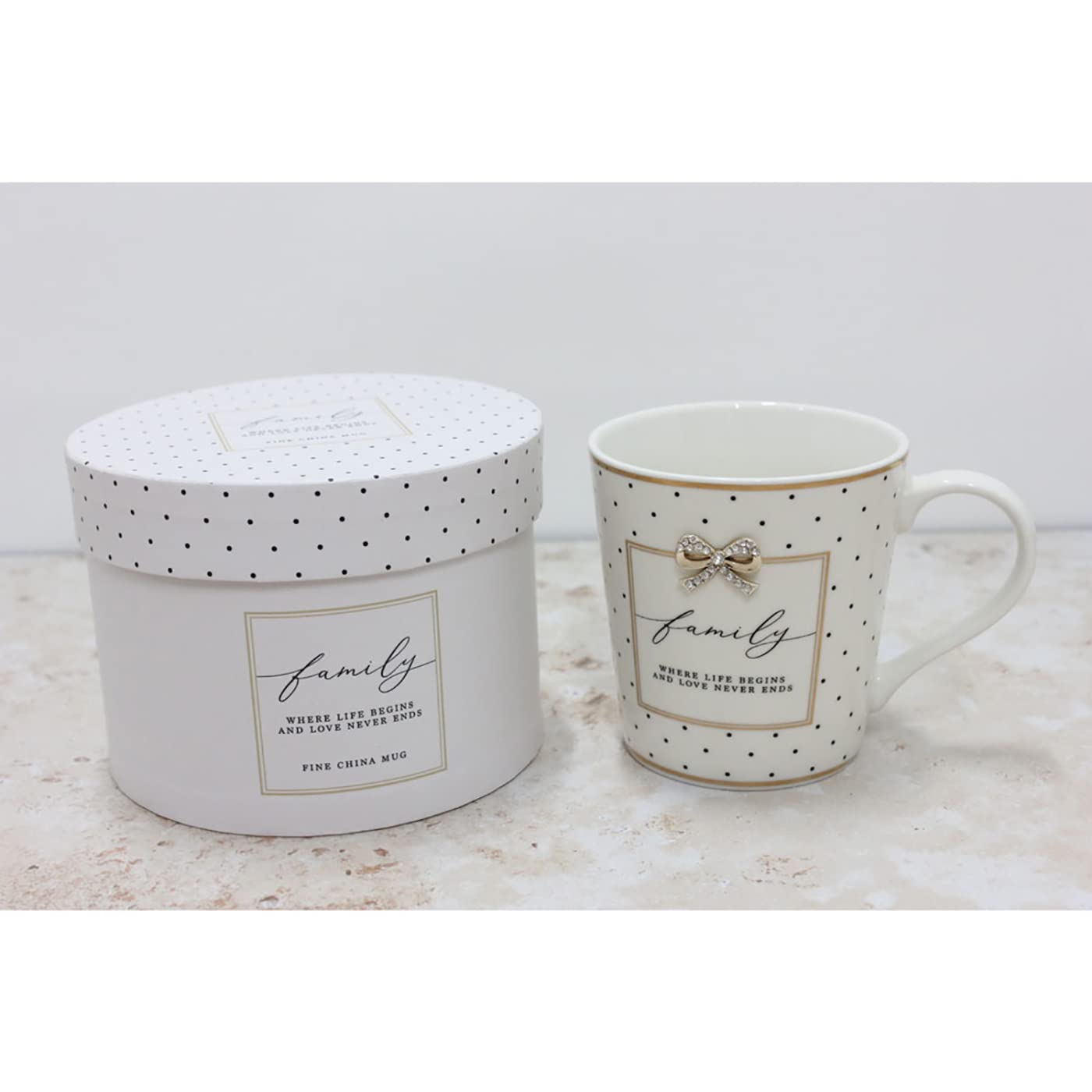 Lesser & Pavey Heart Design Bow Ceramic Mug Family