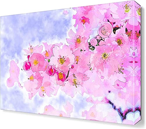 Póster flores de cerezo rosa Póster Pared - Cuadros Decoración Salón - Pósters Decorativos - Cuadros Modernos 60x80cm Lienzo envuelto Cover