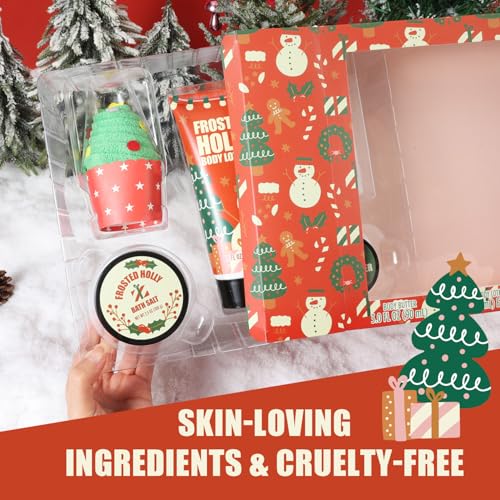 Christmas Bath Gift Set for Women, 5 PCS Bath and Body Gift Set,Holiday Stocking Stuffers with Shower Gel, Body Lotion, Mini Towel,Birthday Gifts for Women - Image 6