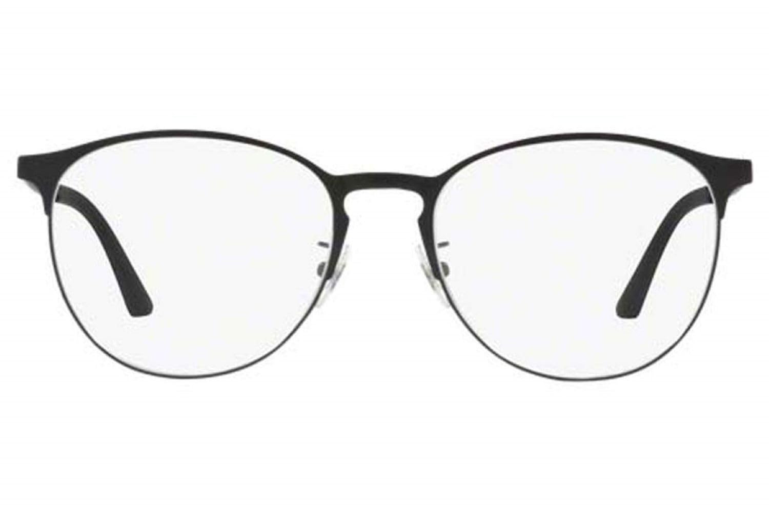 Ray-Ban RX6375F Low Bridge Fit Round Prescription Eyeglass Frames, Black On Matte Black/Demo Lens, 55 mm